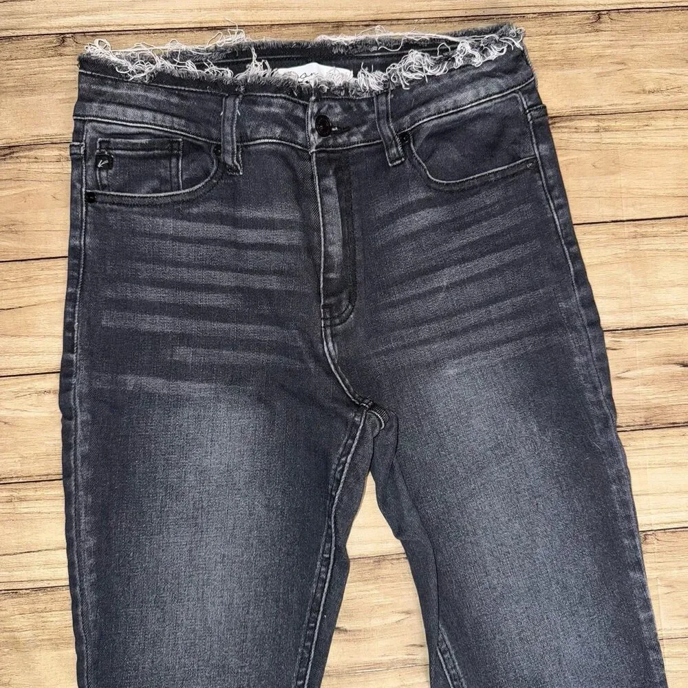 KanCan Maurices Skinny High Rise Black Jeans Raw Waist Hems Women's 28